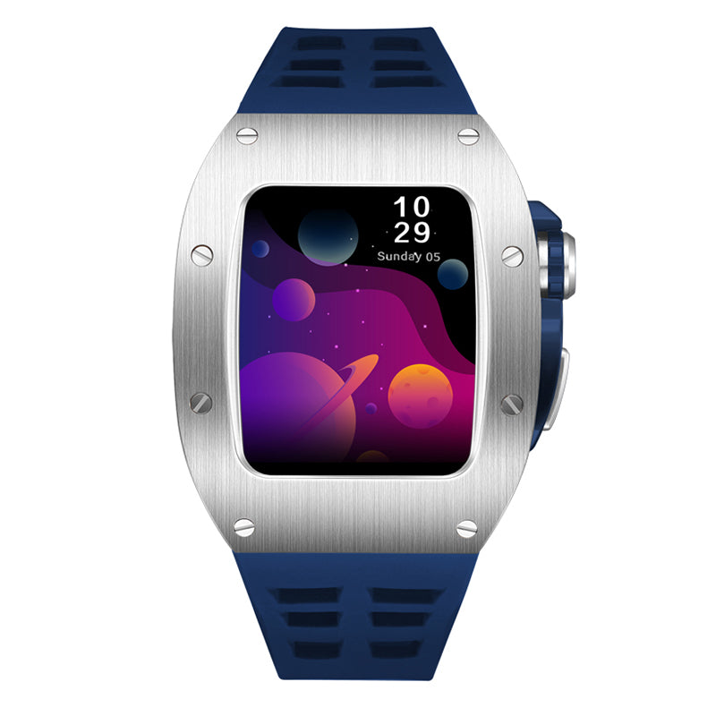 Apple Watch Case for Series 7/8/9 (45mm), C1 Silver with Blue