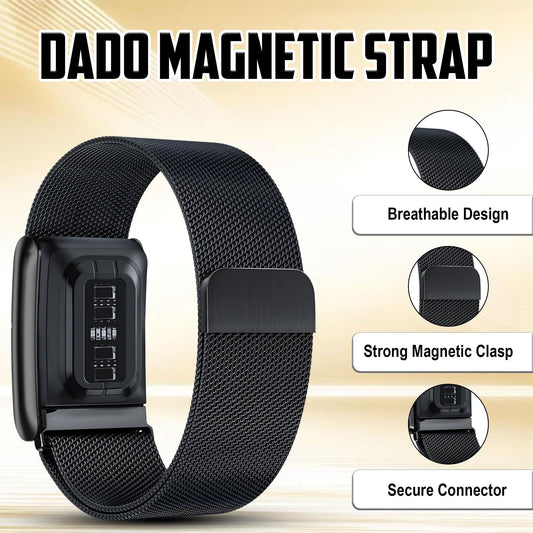 b&s Milanese S Steel Strap for Whoop 5.0 Peak, Black with S Steel Black Matte Clasp
