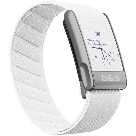 b&s Nylon Strap for Whoop MG Life, Clock Print with S Steel Brushed Silver Clasp
