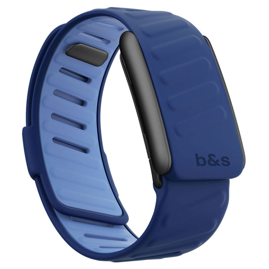 b&s Silicone Strap for Whoop 5.0 Peak, Black & Grey with S Steel Black Matte Clasp