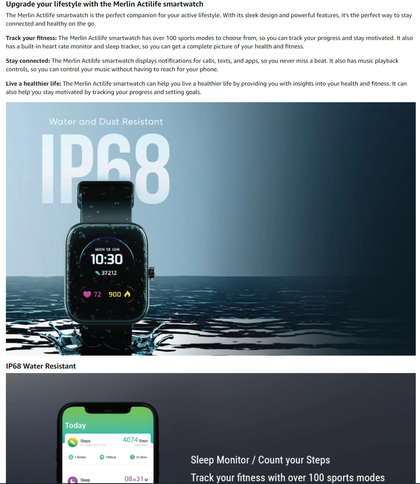 merlin actiLife hrv smart watch