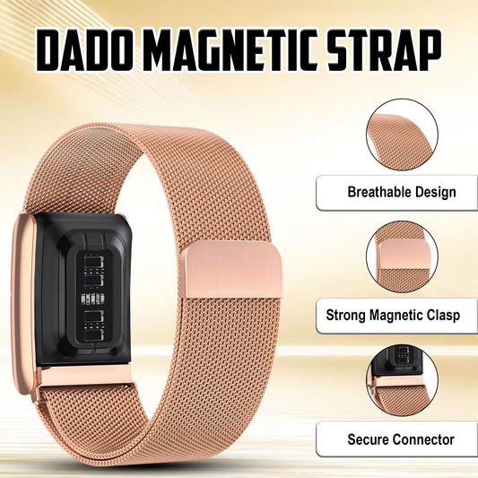 b&s Milanese S Steel Strap for Whoop 5.0 Peak, Rose Gold with S Steel Rose Gold Matte Clasp