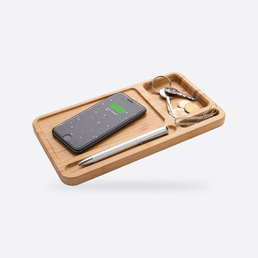 Wooden Desk Organiser with Wireless Charger, view 2