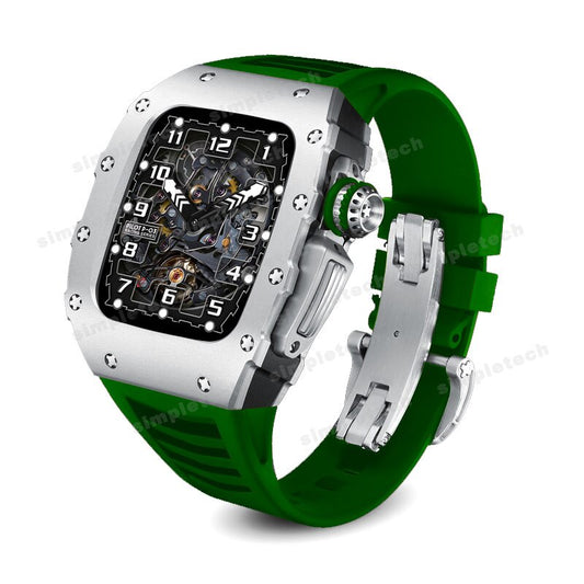 Metal Case for iWatch Series Fluorine Rubber Strap