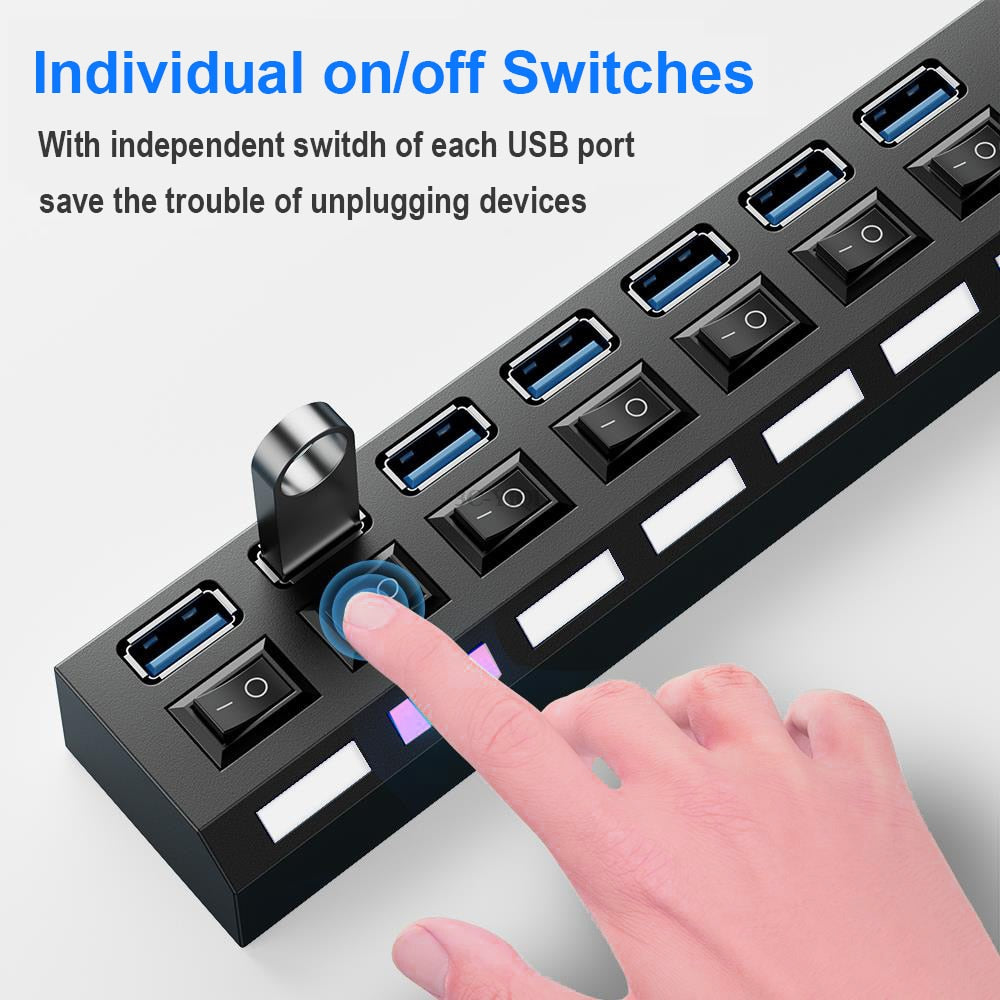 USB HUB 2.0 USB 2.0 HUB Multi USB Splitter Hub Use Power Adapter 4/7 Port Multiple Expander 2.0 USB HUB with Switch for PC