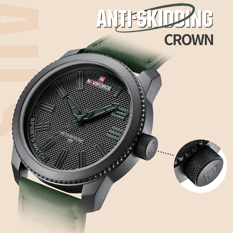 Shockproof Waterproof Leather Watch Men