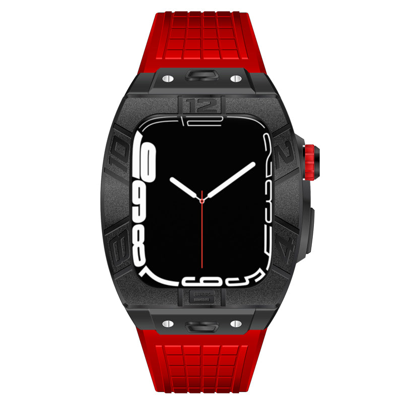 Apple Watch Case for Series 7/8/9 (45mm), 0013 Black Case with Red Strap