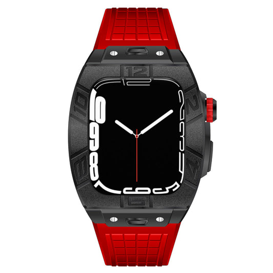 Apple Watch Case for Series 7/8/9 (45mm), 0013 Black Case with Red Strap
