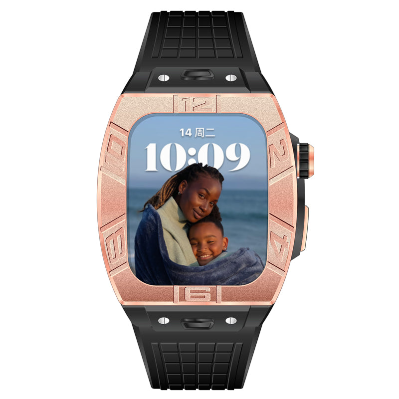 Apple Watch Case for Series 7/8/9 (45mm), 0013 Rose Gold Case with Black Strap