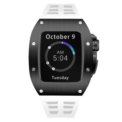 Apple Watch Case for Series 7/8/9 (45mm), 0012 Black Case with White Strap