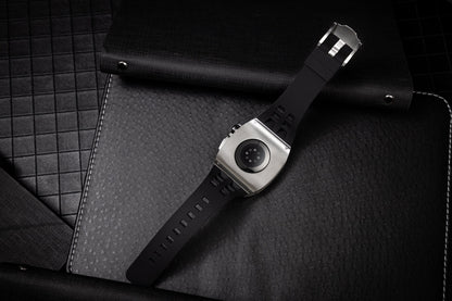 Apple Watch Case for Series 7/8/9 (45mm), 0012 Silver Case with Black Strap