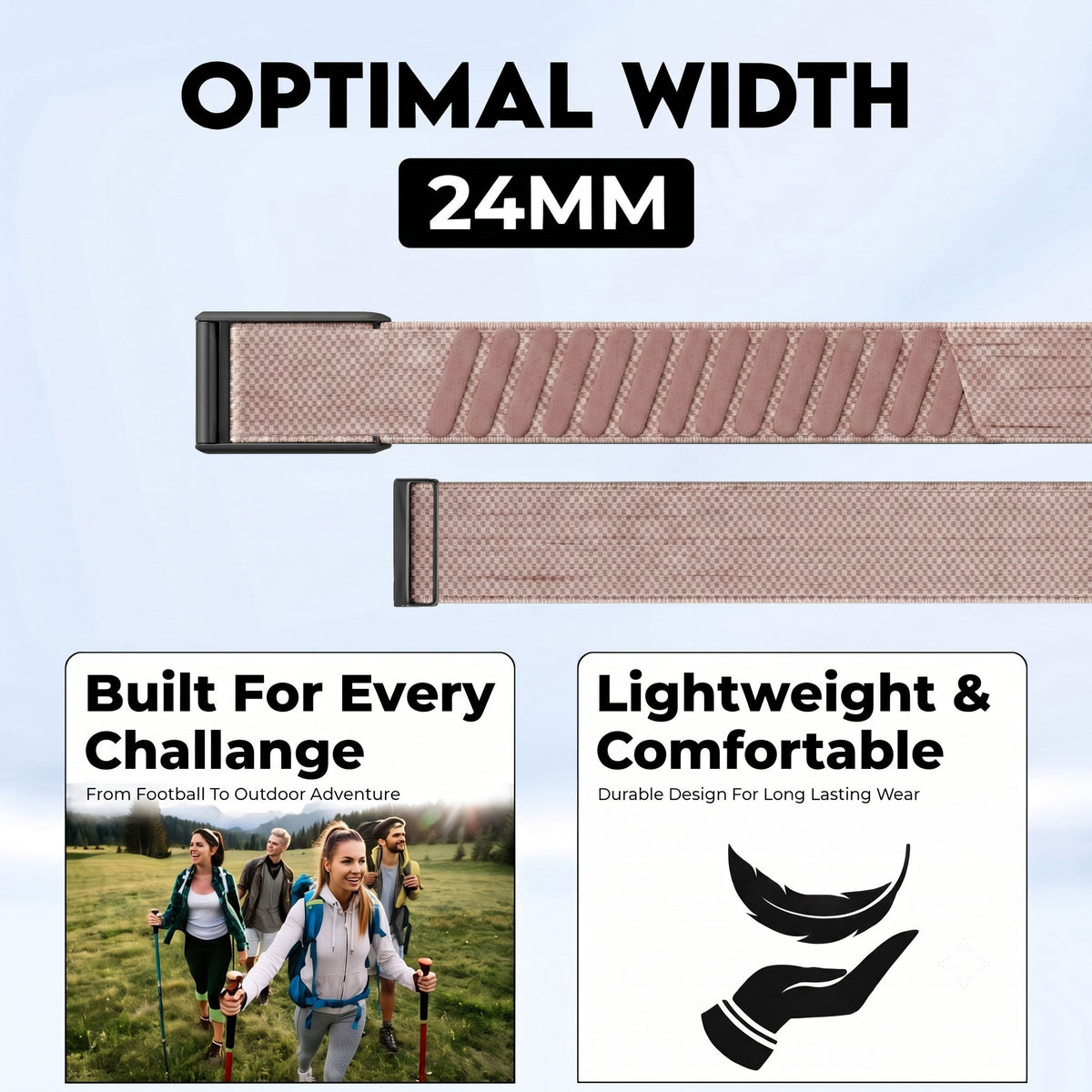 b&s Superknit Nylon Strap for Whoop 5.0 Peak, Color with S Steel Black Matte Clasp