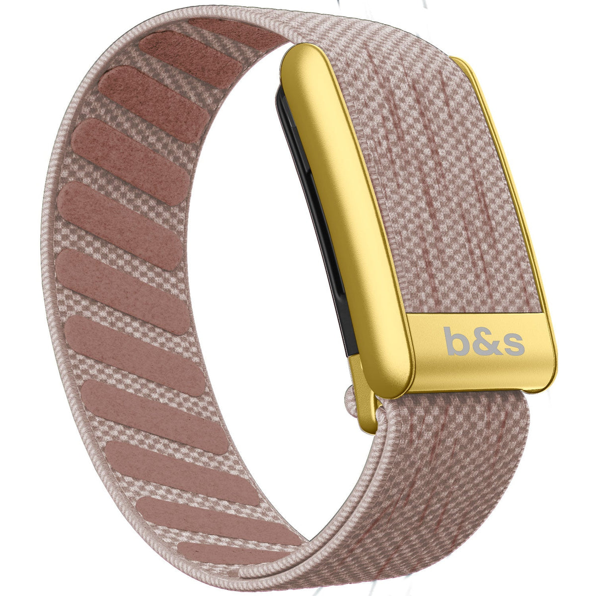 b&s Superknit Nylon Strap for Whoop 5.0 Peak, Jet Black with S Steel Matte Gold Clasp