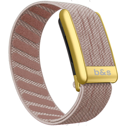 b&s Superknit Nylon Strap for Whoop 5.0 Peak, Jet Black with S Steel Matte Gold Clasp