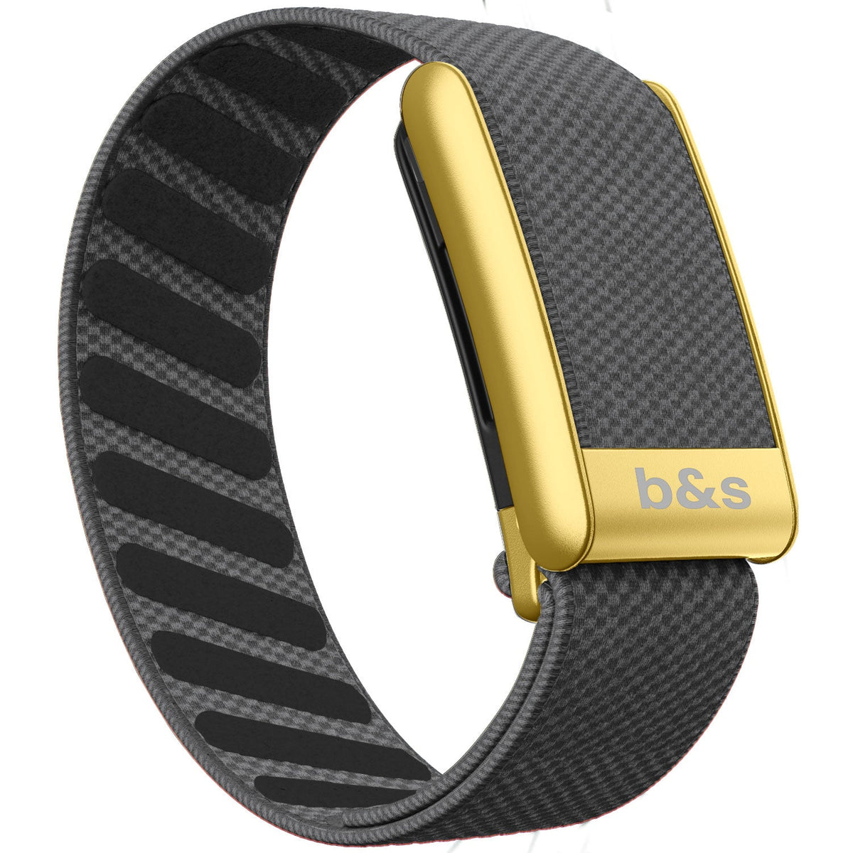 b&s Superknit Nylon Strap for Whoop 5.0 Peak, Jet Black with S Steel Matte Gold Clasp
