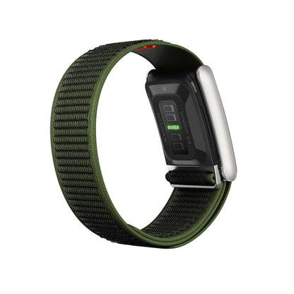 b&s Navigator Nylon+Plastic Strap for Whoop 5.0 Peak, Army GRN&ORN with S Steel Brushed Silver Clasp
