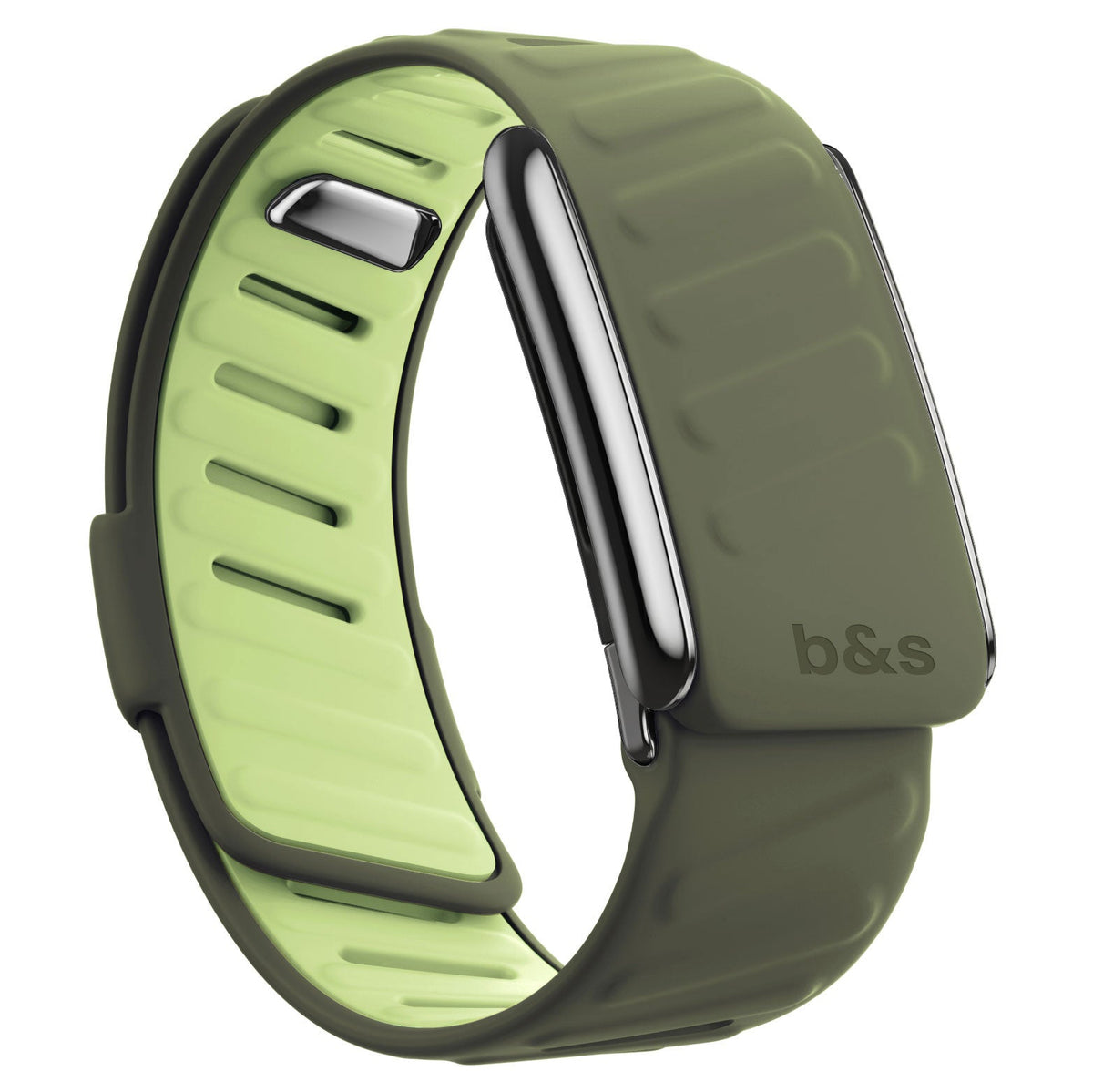 b&s Silicone Strap for Whoop 5.0 Peak, S Steel Glossy Silver Clasp