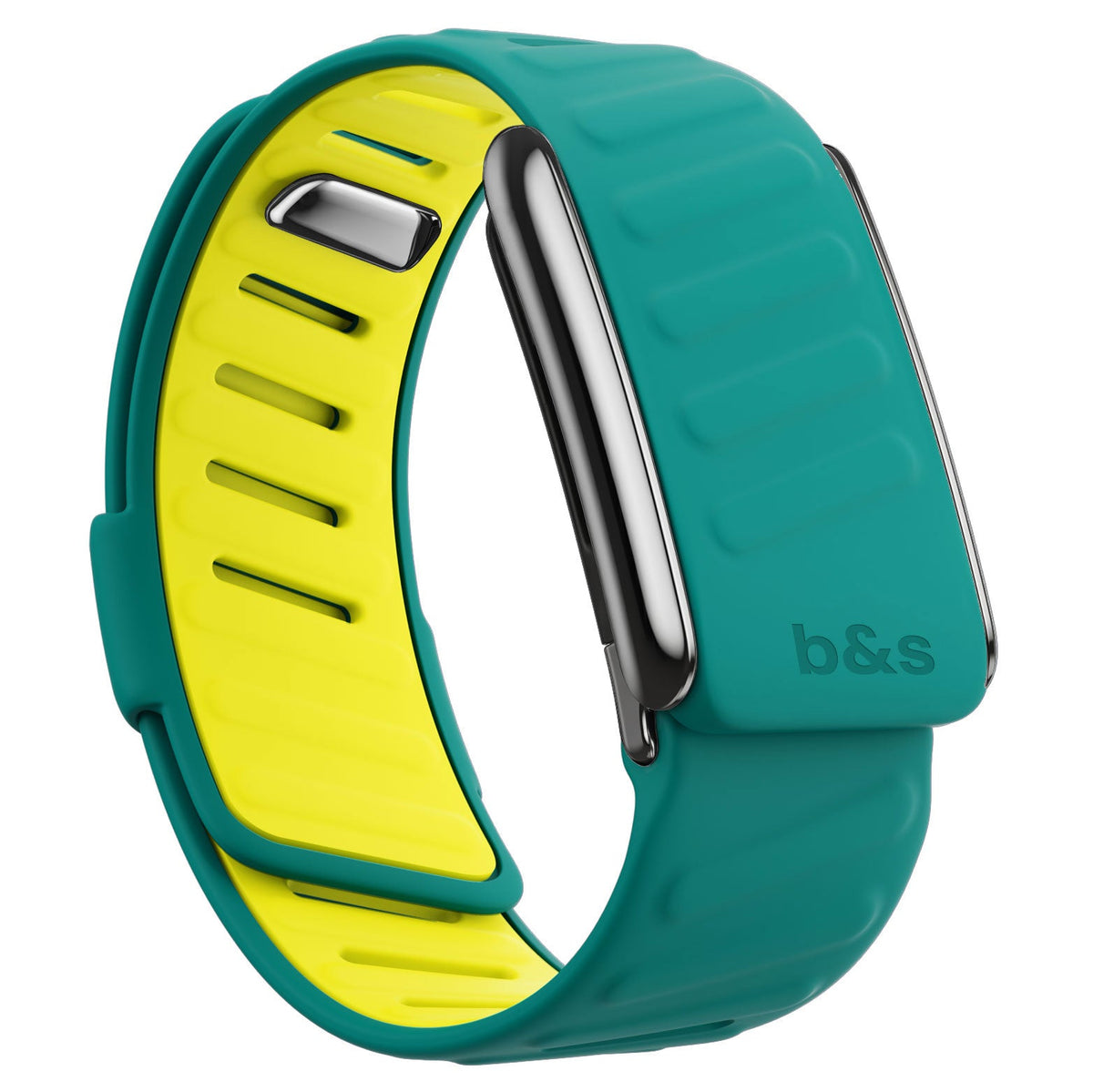 b&s Silicone Strap for Whoop 5.0 Peak, S Steel Glossy Silver Clasp