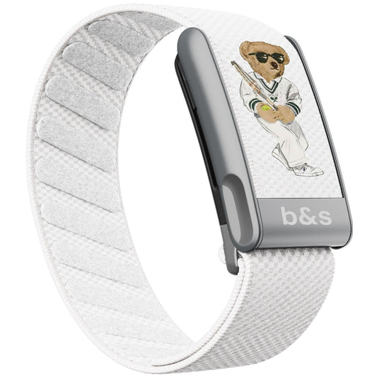 b&s Nylon Strap for Whoop MG Life, Clock Print with S Steel Brushed Silver Clasp