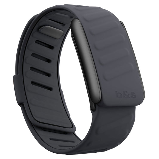 b&s Silicone Strap for Whoop 5.0 Peak, Black & Grey with S Steel Black Matte Clasp