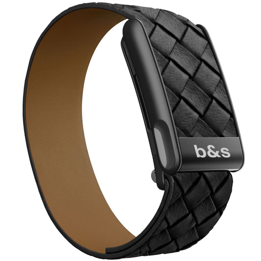 b&s Genuine Leather Strap for Whoop MG Life, Grey with S Steel Black Clasp