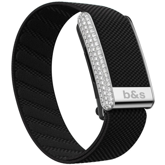 b&s Nylon Strap for Whoop 5.0 Peak with Stainless Steel White Crystals Clasp
