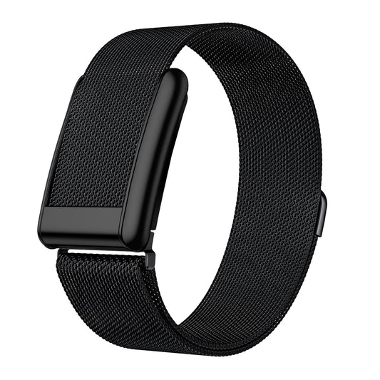 b&s Milanese S Steel Strap for Whoop 5.0 Peak, Black with S Steel Black Matte Clasp