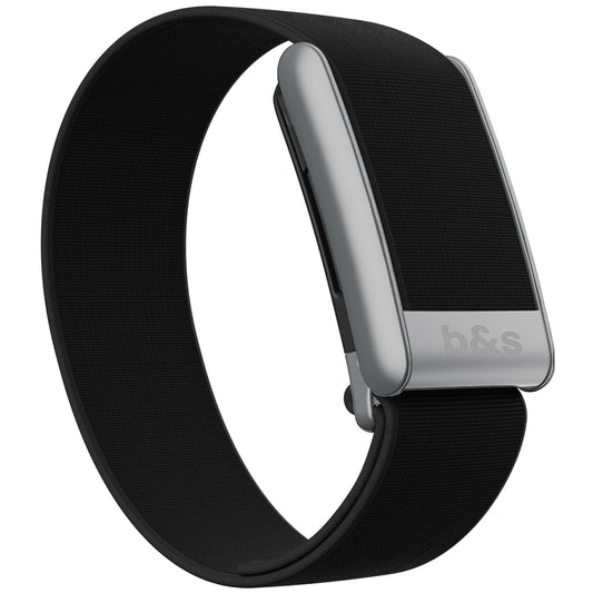 b&s Hydryknit Nylon Strap for Whoop 5.0 Peak, Black with S Steel Brushed Silver Clasp