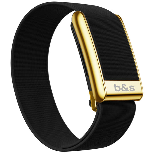 b&s Hydryknit Nylon Strap for Whoop 5.0 Peak, Black/Pink/Midnight Blue/Grey with S Steel Glossy Gold Clasp