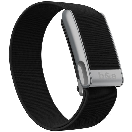 b&s Hydryknit Nylon Strap for Whoop MG Life, Black with S Steel Brushed Silver Clasp