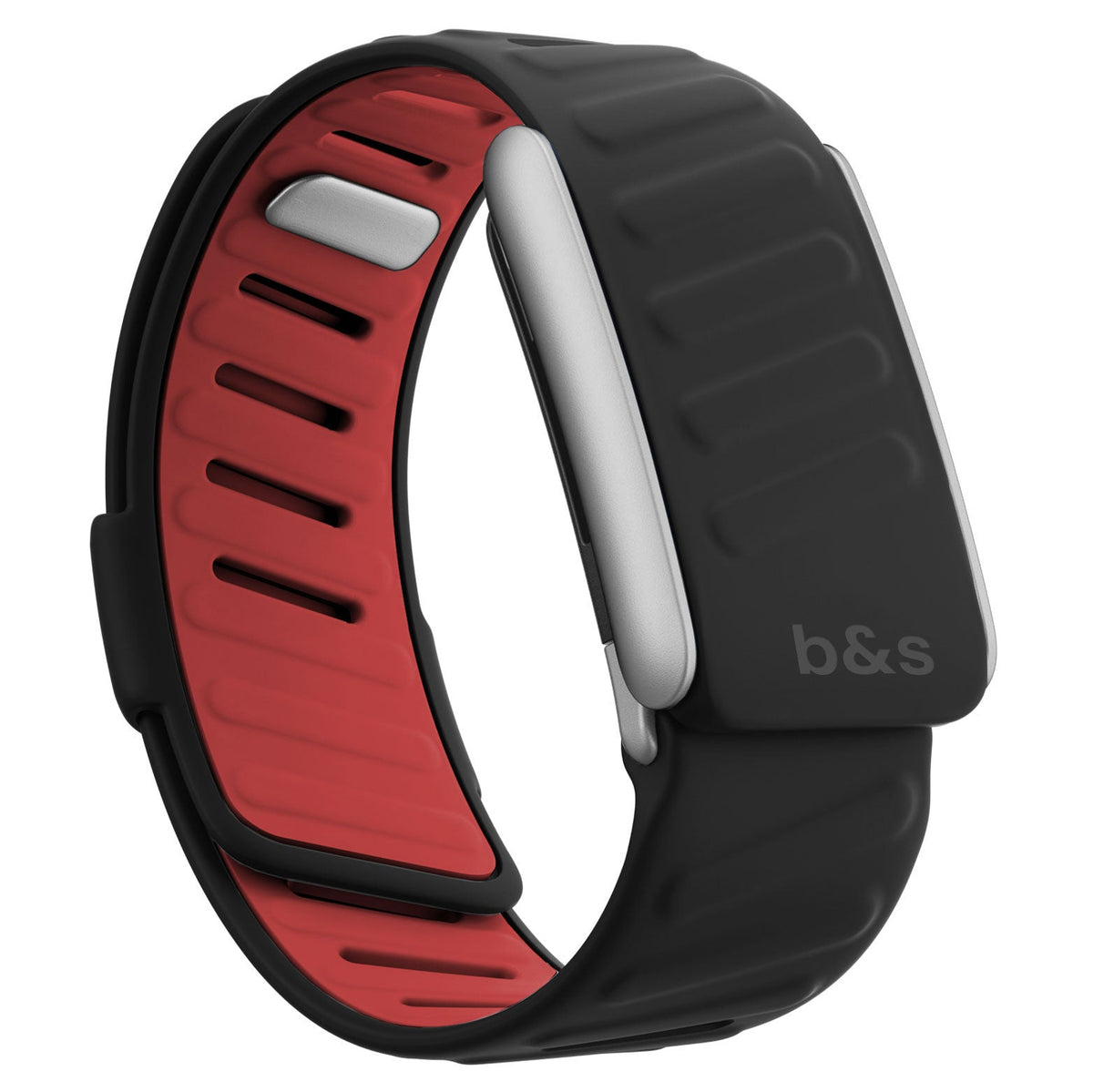 b&s Silicone Strap for Whoop 5.0 Peak, S Steel Glossy Silver Clasp