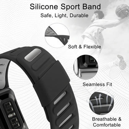 b&s Silicone Strap for Whoop 5.0 Peak, S Steel Glossy Silver Clasp