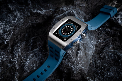 Apple Watch Case for Series 7/8/9 (45mm), 0012 Silver Case with Blue Strap