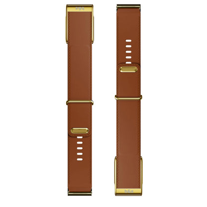 b&s Leather Strap for Whoop MG Life, Brown with S Steel Glossy Gold Clasp