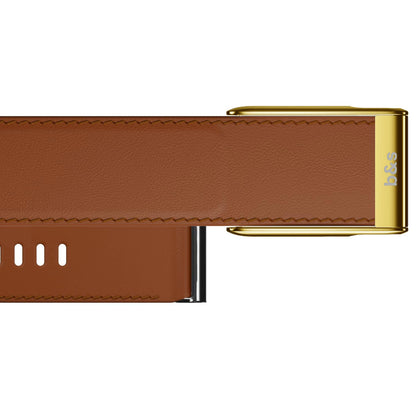 b&s Leather Strap for Whoop MG Life, Brown with S Steel Glossy Gold Clasp
