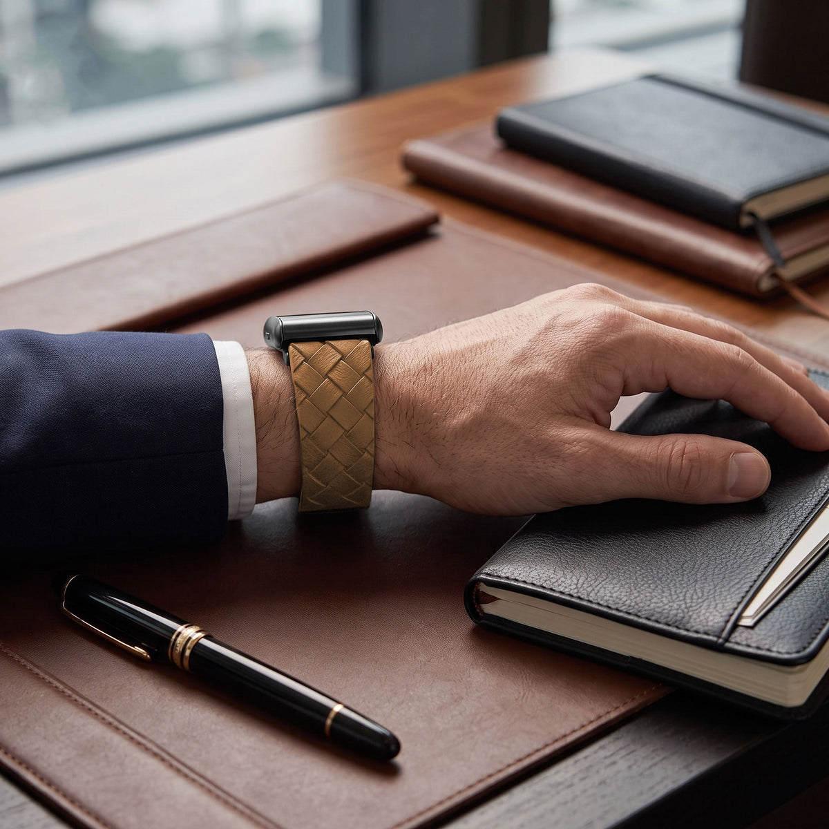 b&s Genuine Leather Strap for Whoop 5.0 Peak with Stainless Steel Black/Grey/Brown/Orange Clasp