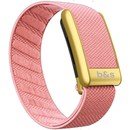 b&s Superknit Nylon Strap for Whoop 5.0 Peak, Jet Black with S Steel Matte Gold Clasp
