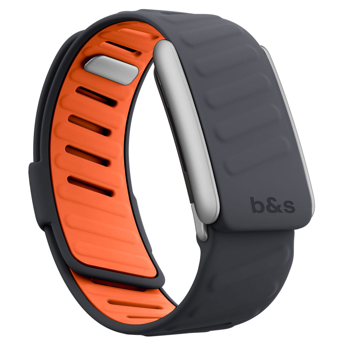 b&s Silicone Strap for Whoop 5.0 Peak, S Steel Glossy Silver Clasp