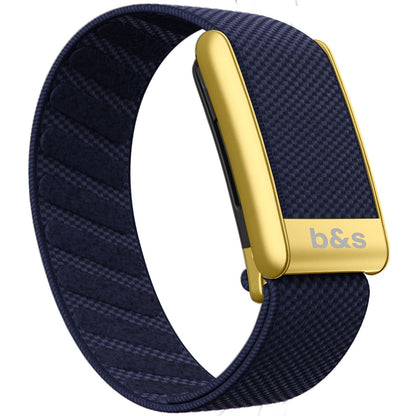 b&s Superknit Nylon Strap for Whoop 5.0 Peak, Jet Black with S Steel Matte Gold Clasp