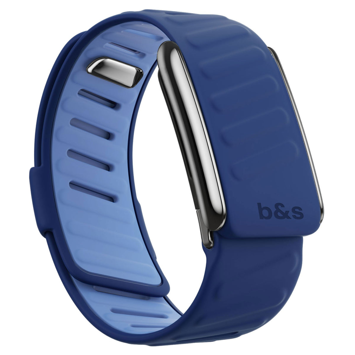 b&s Silicone Strap for Whoop 5.0 Peak, S Steel Glossy Silver Clasp