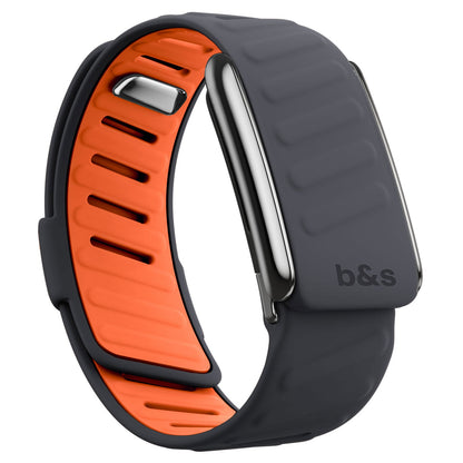 b&s Silicone Strap for Whoop 5.0 Peak, S Steel Glossy Silver Clasp