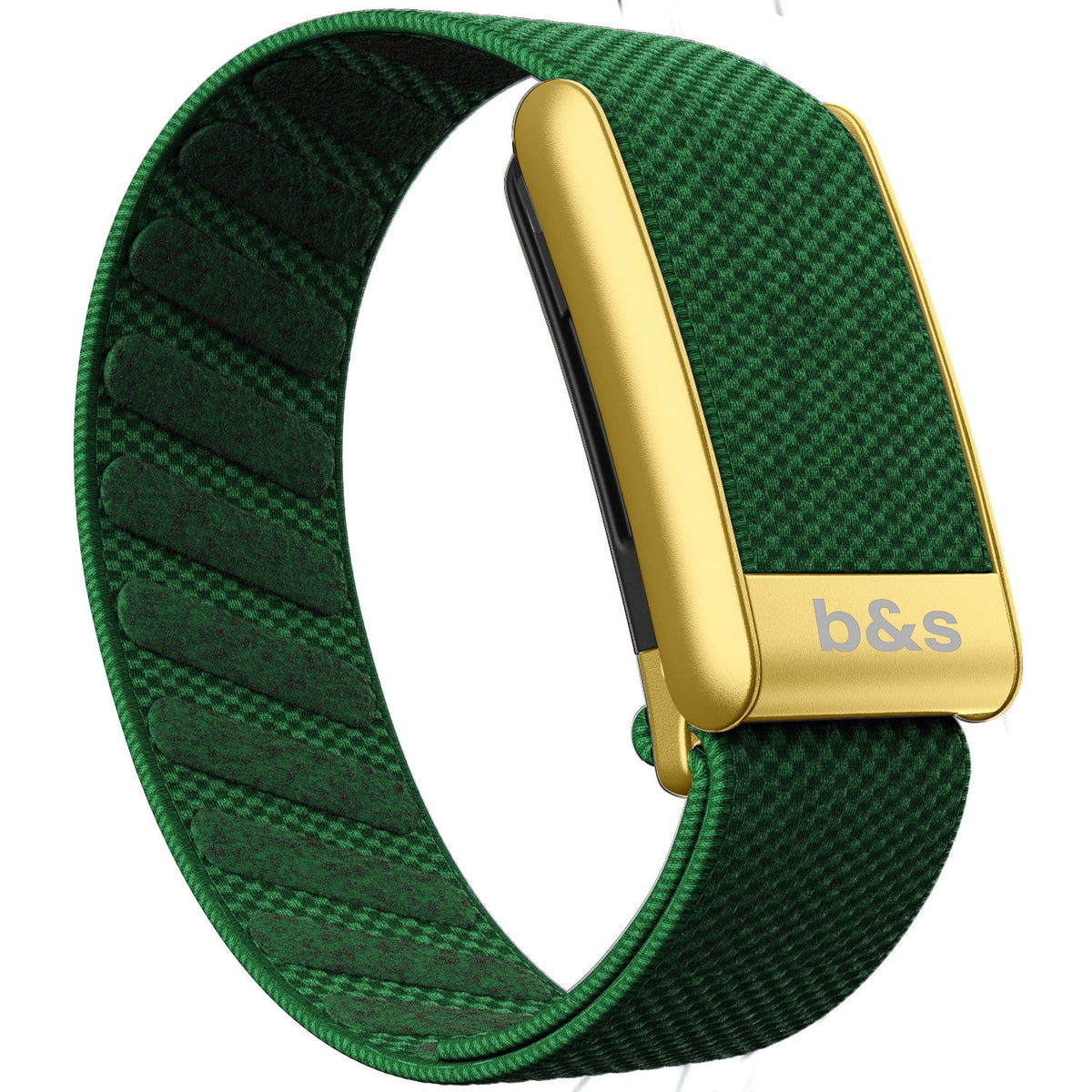 b&s Superknit Nylon Strap for Whoop 5.0 Peak, Jet Black with S Steel Matte Gold Clasp