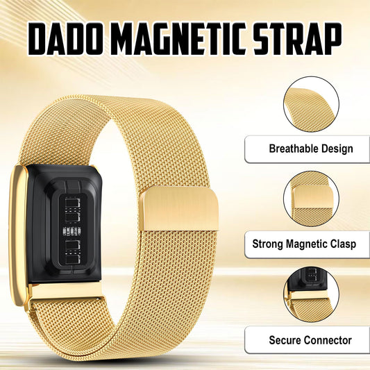 b&s Milanese S Steel Strap for Whoop 5.0 Peak, Gold with S Steel Matte Gold Clasp