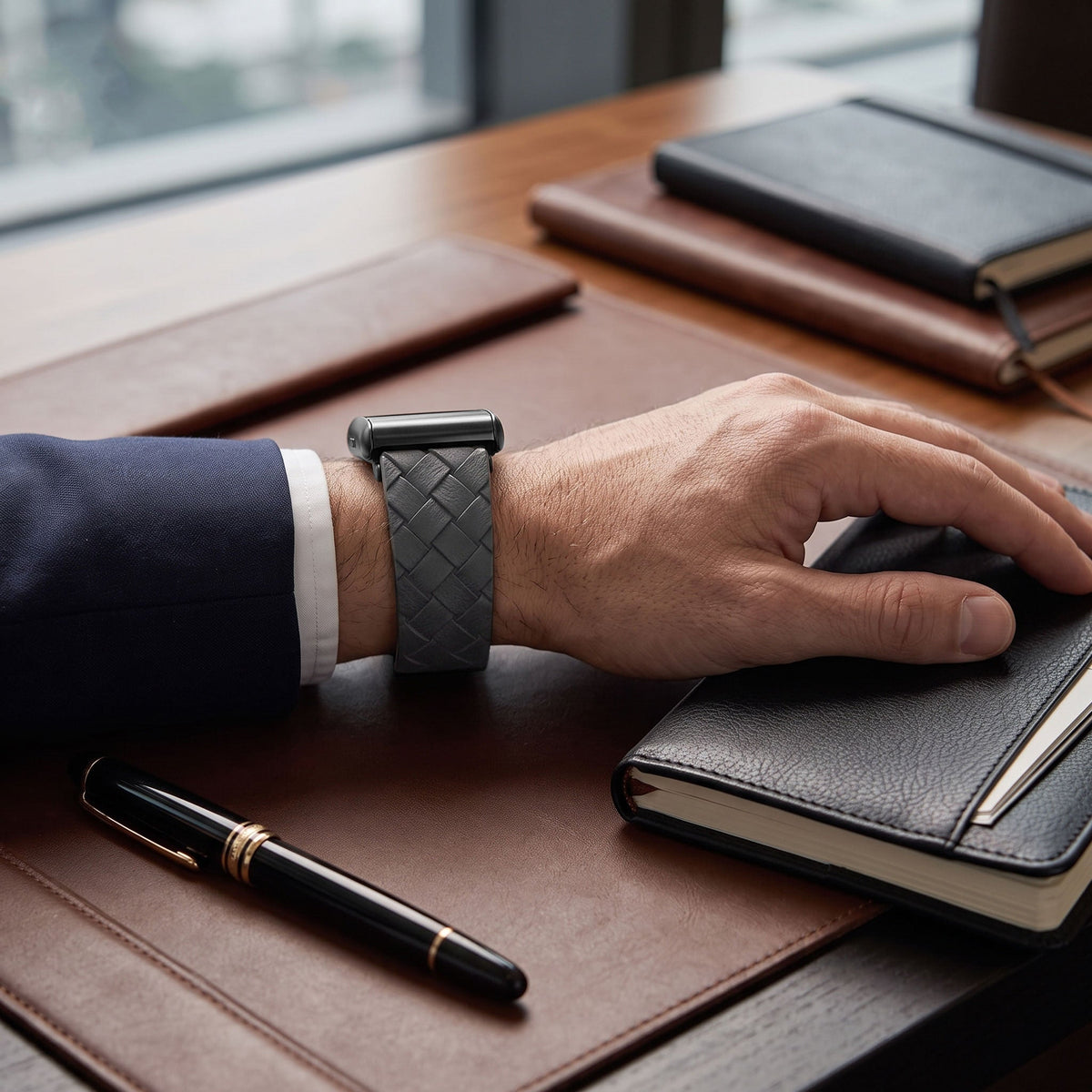 b&s Genuine Leather Strap for Whoop 5.0 Peak with Stainless Steel Black/Grey/Brown/Orange Clasp