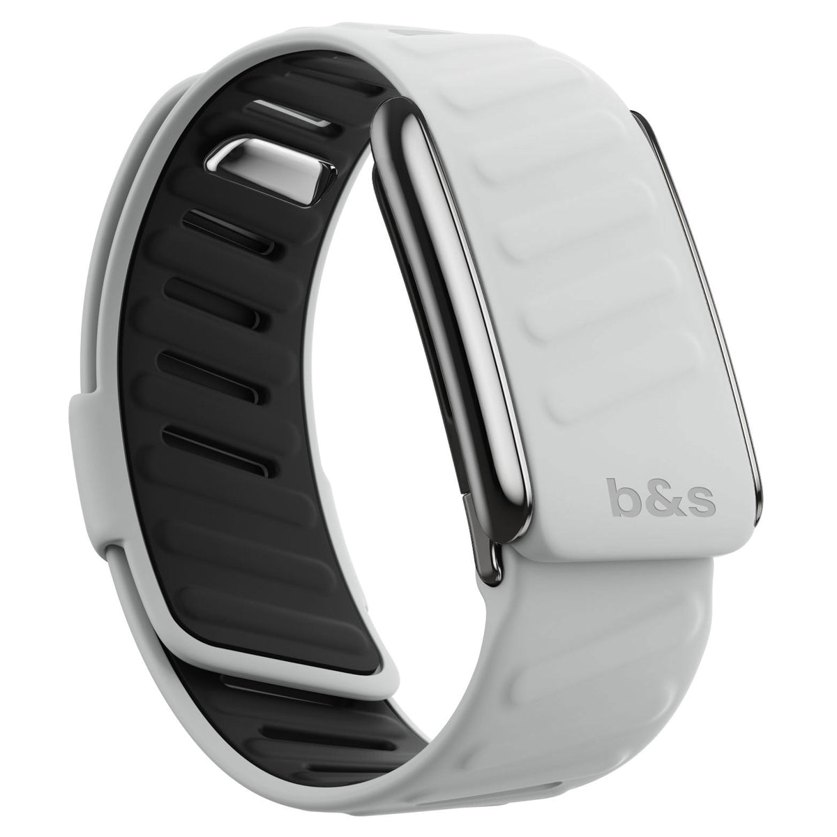 b&s Silicone Strap for Whoop 5.0 Peak, S Steel Glossy Silver Clasp