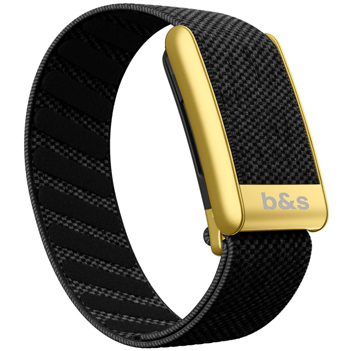 b&s Superknit Nylon Strap for Whoop 5.0 Peak, Jet Black with S Steel Matte Gold Clasp