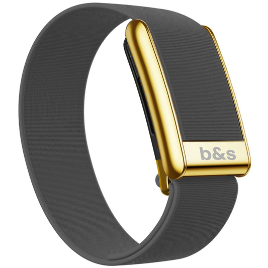 b&s Hydryknit Nylon Strap for Whoop 5.0 Peak, Black/Pink/Midnight Blue/Grey with S Steel Glossy Gold Clasp