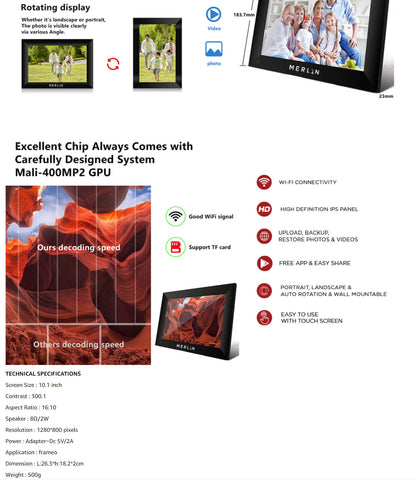 Merlin WiFi Photo Frame