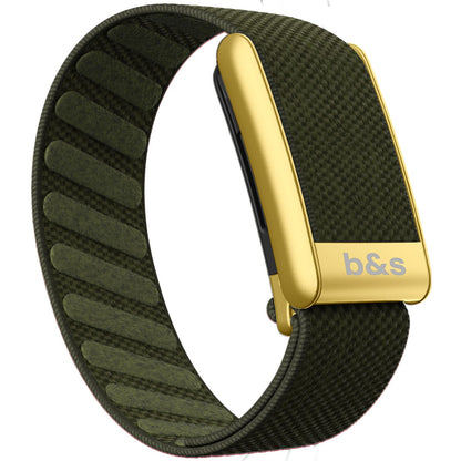 b&s Superknit Nylon Strap for Whoop 5.0 Peak, Jet Black with S Steel Matte Gold Clasp