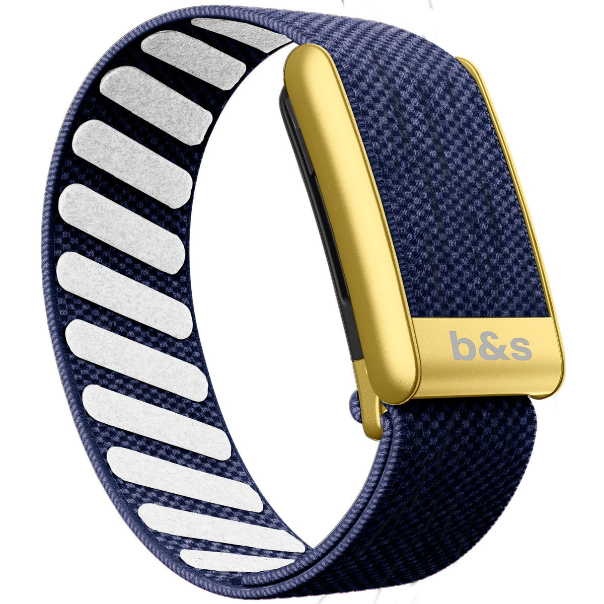 b&s Superknit Nylon Strap for Whoop 5.0 Peak, Jet Black with S Steel Matte Gold Clasp